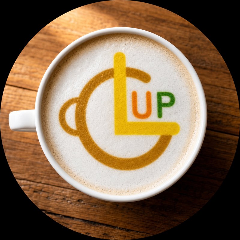 LACUPロゴをプリントしたカフェラテ